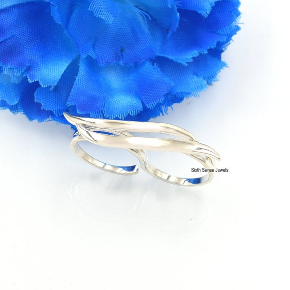 925 Sterling Silver Two Finger Ring: Geometric Double Band - Etsy