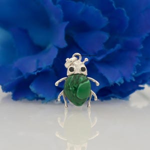 Malachite Scarab Pendant, Scarab Amulet Pendant, Designer Animal Scarab Pendant, Gemstone  Egyptian Beetle Jewelry,  Scarab Amulet Charm