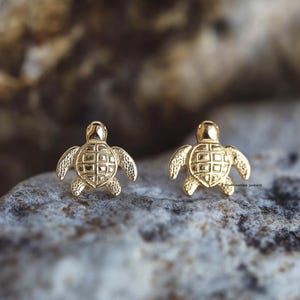 14k Gold Plated Turtle Stud Earrings, Sea Turtle Earrings,Turtle Lover, Animal Studs, Luck Turtle Studs, Cute Gold Earrings,Tiny Stud Turtle