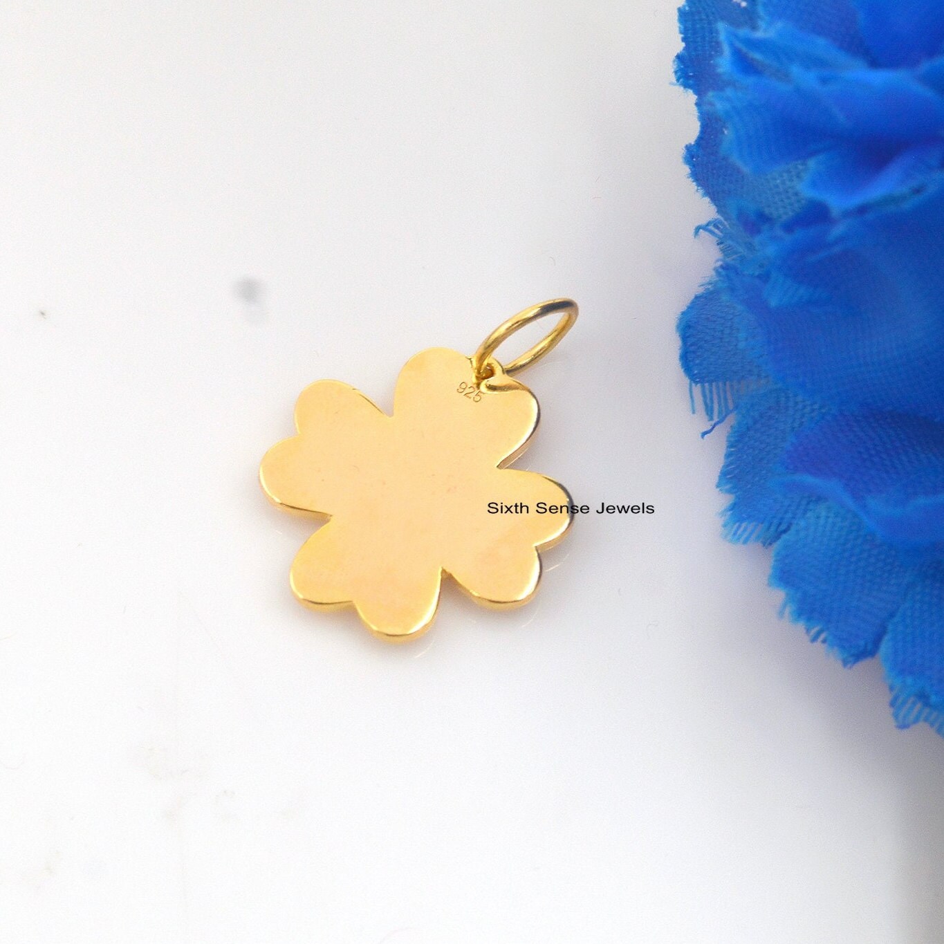 14k Solid Gold Clover Pendant Four Leaf Clover Gold Pendant Etsy