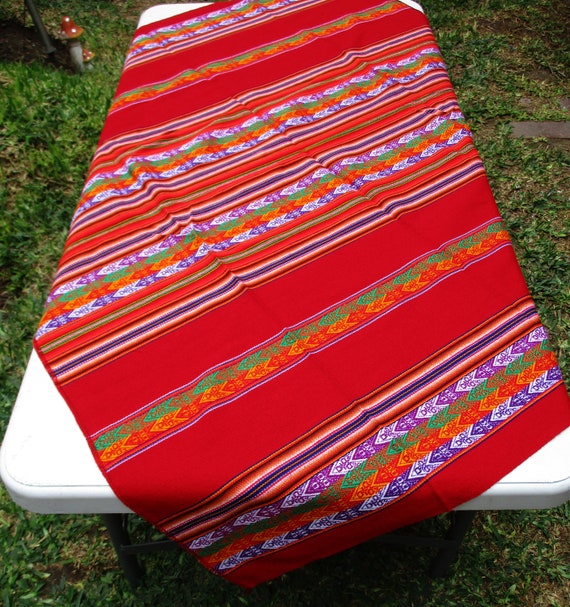 Gray Aguayo Tablecloth South American Art Break Inka Peruvian Fabric Native Table Cover 48 x 42 Peru Bolivia Ecuador