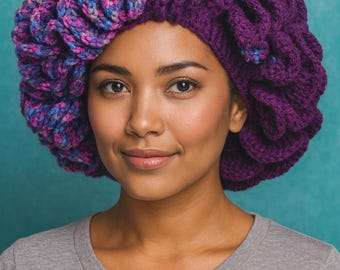 Cappello con volant all'uncinetto, modello di berretto ondulato