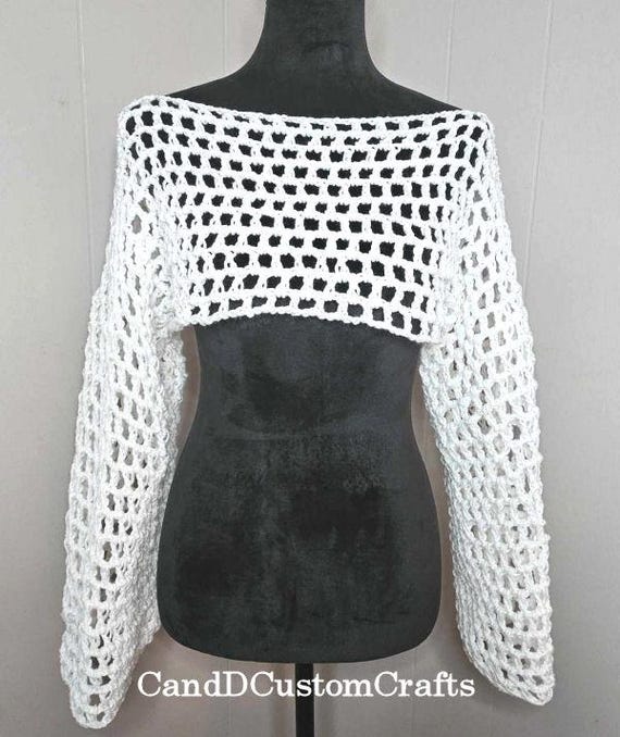Plus Size, Crochet Bolero, Shrug, Mesh Over Shirt, Cover Up