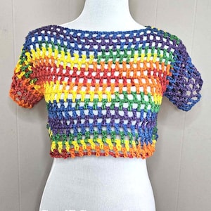 Crochet Crop Top Over Shirt Swimwear Covering M/L