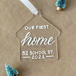 Custom Our First Home Ornament | Address Christmas Ornament | Personalized Housewarming Gift | Hostess Gift Idea