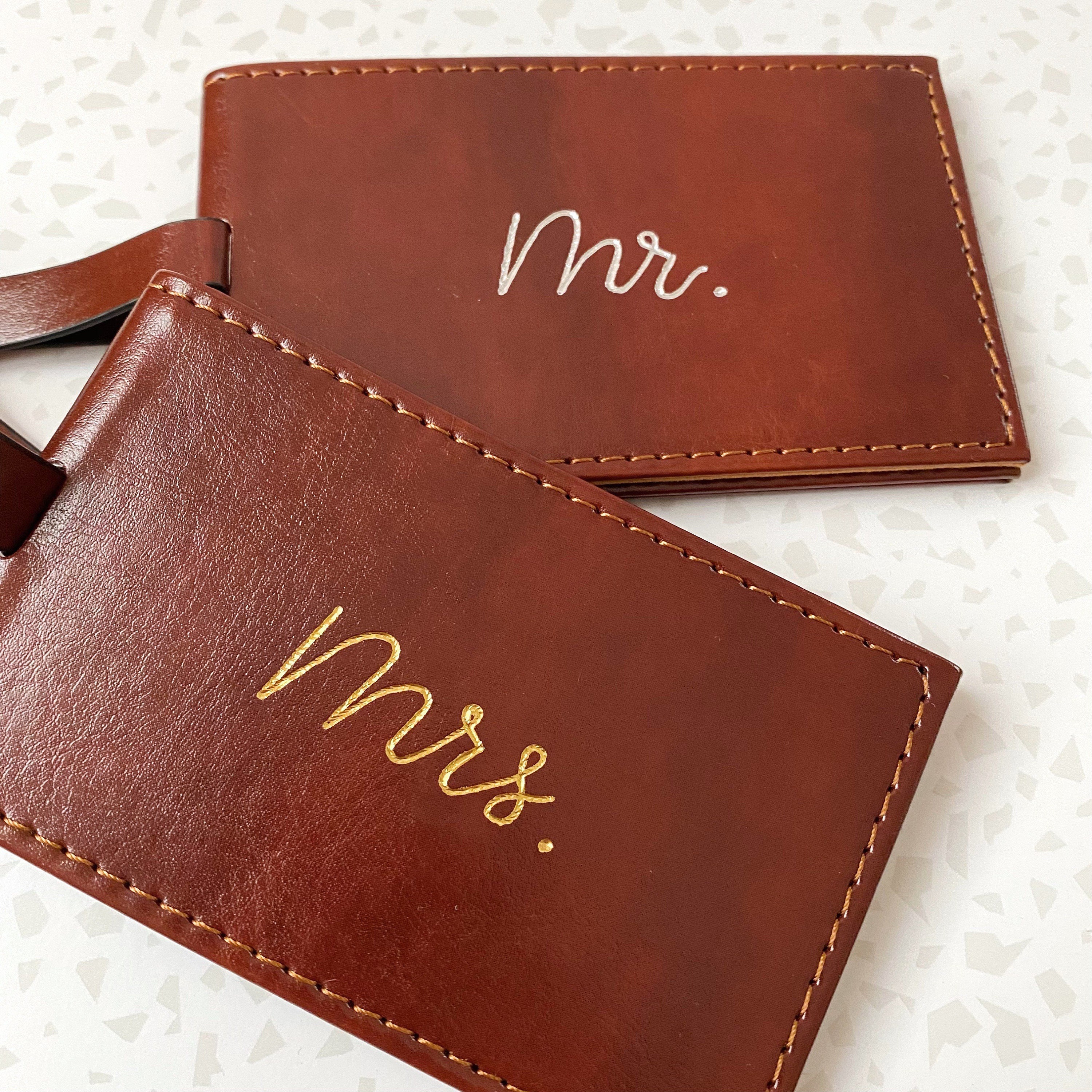 Mr and mrs luggage labels