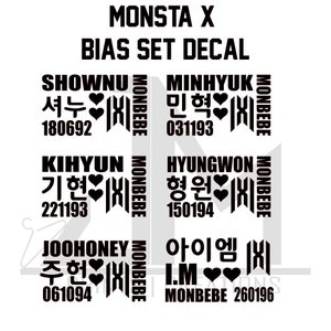 Monsta X Bias Set Decal, Light stick Decal, Monbebe, Monsta X Stickers