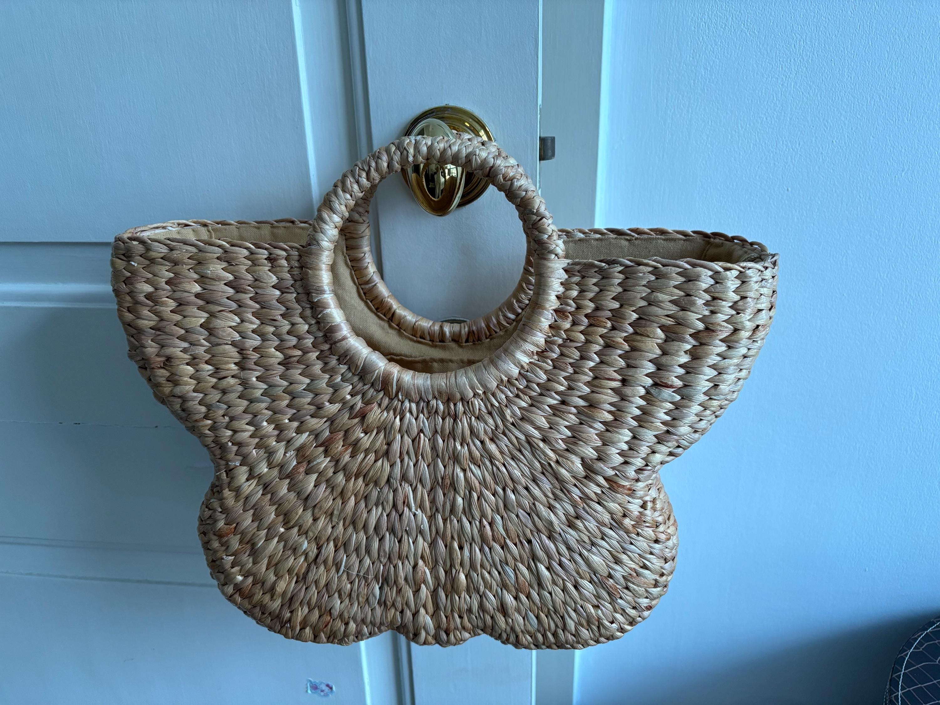 Handmade Water Hyacinth Weaving Bag, Butterfly Design - Etsy