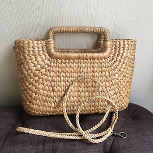 Wasserhyazinthe Tasche, Henkeltasche, Henkeltasche, Strohtasche,