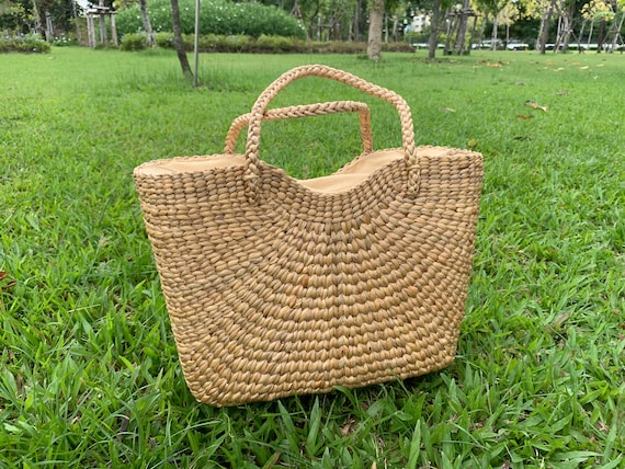 Handmade Water Hyacinth Tote Bag, Woven Shoulder Bag