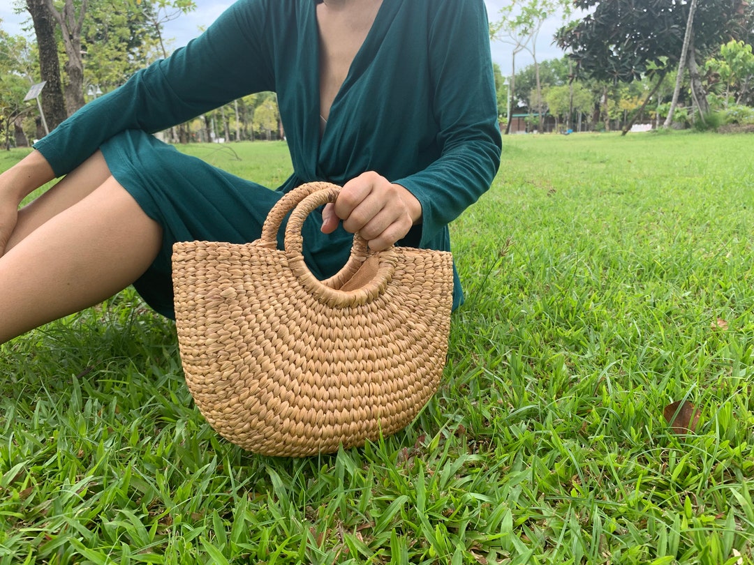 Handmade Water Hyacinth Bag, Small Woven Straw Tote - Etsy