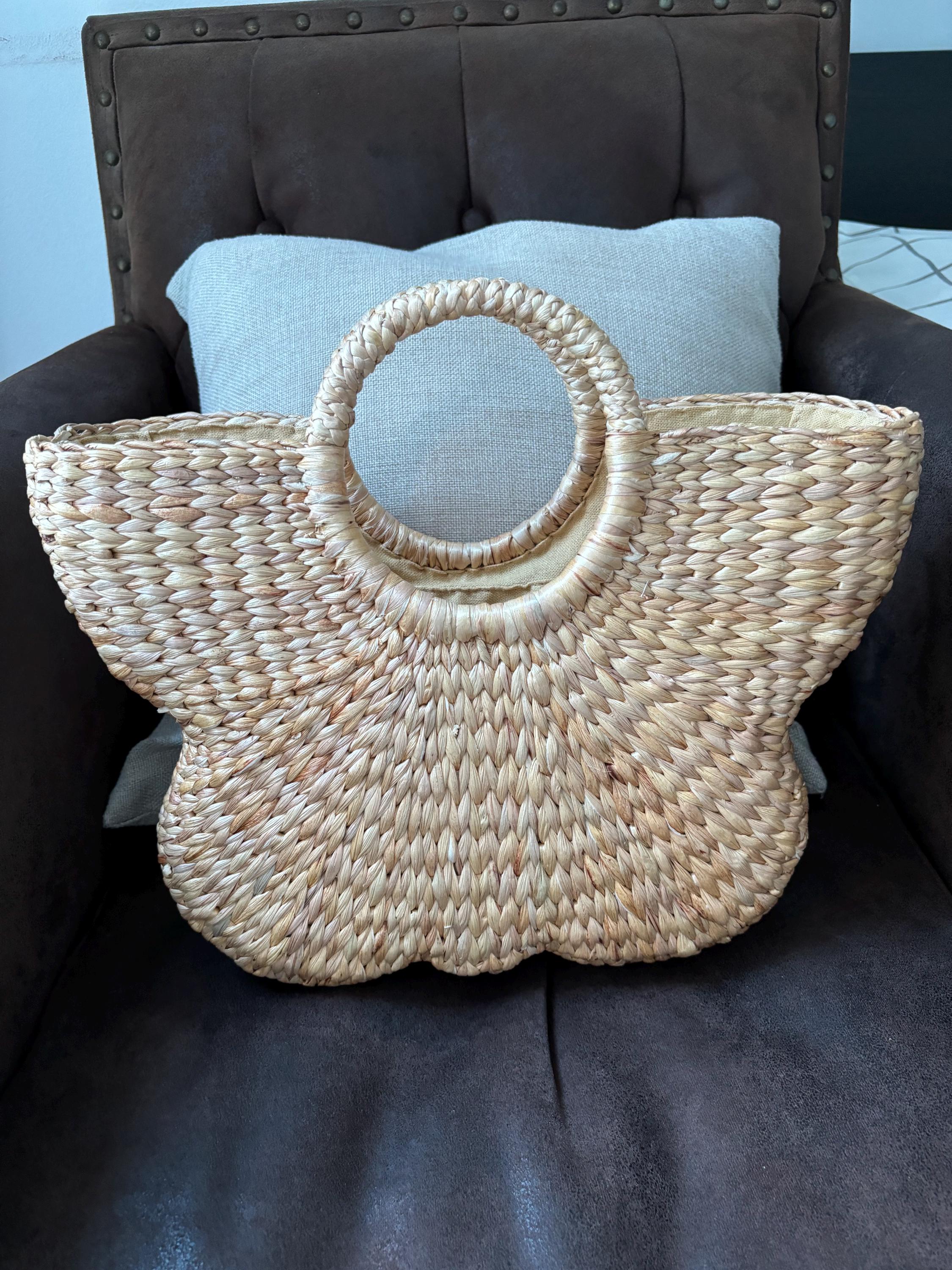 Handmade Water Hyacinth Weaving Bag, Butterfly Design - Etsy