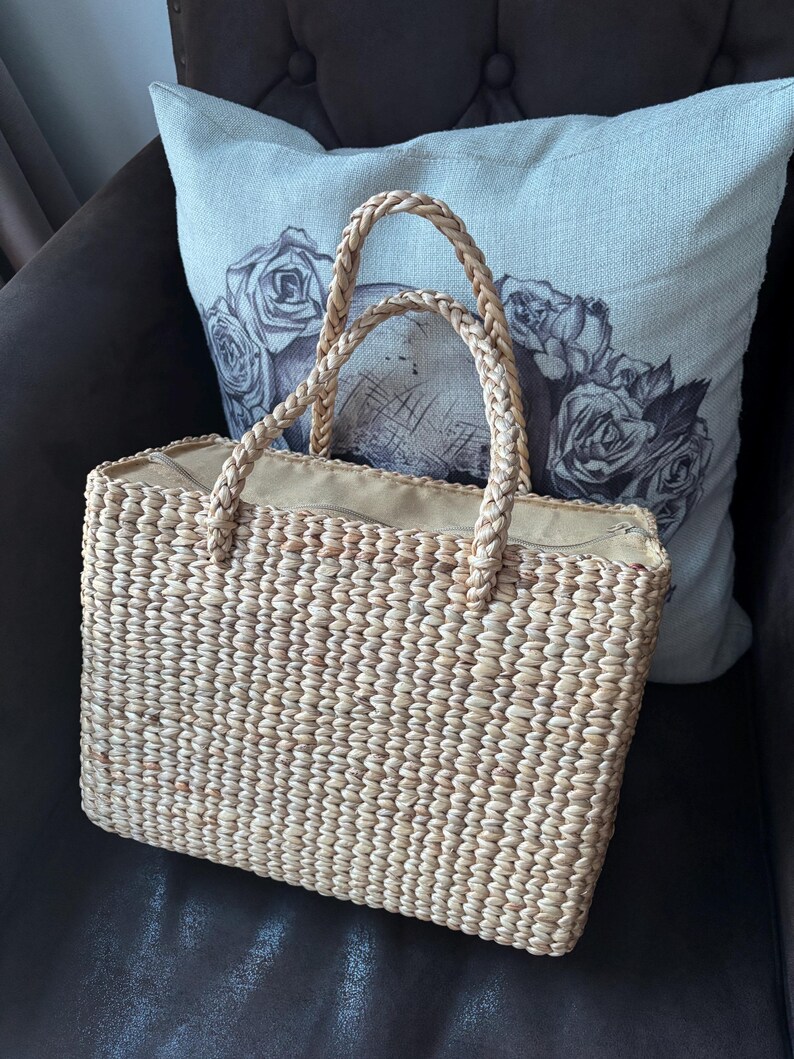 Handmade Water Hyacinth Weaving Bag, Medium Everyday Tote - Etsy