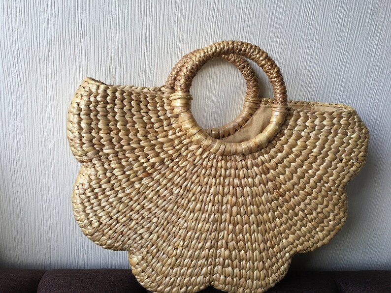Handmade Water Hyacinth Bag - Woven Floral Design - Etsy