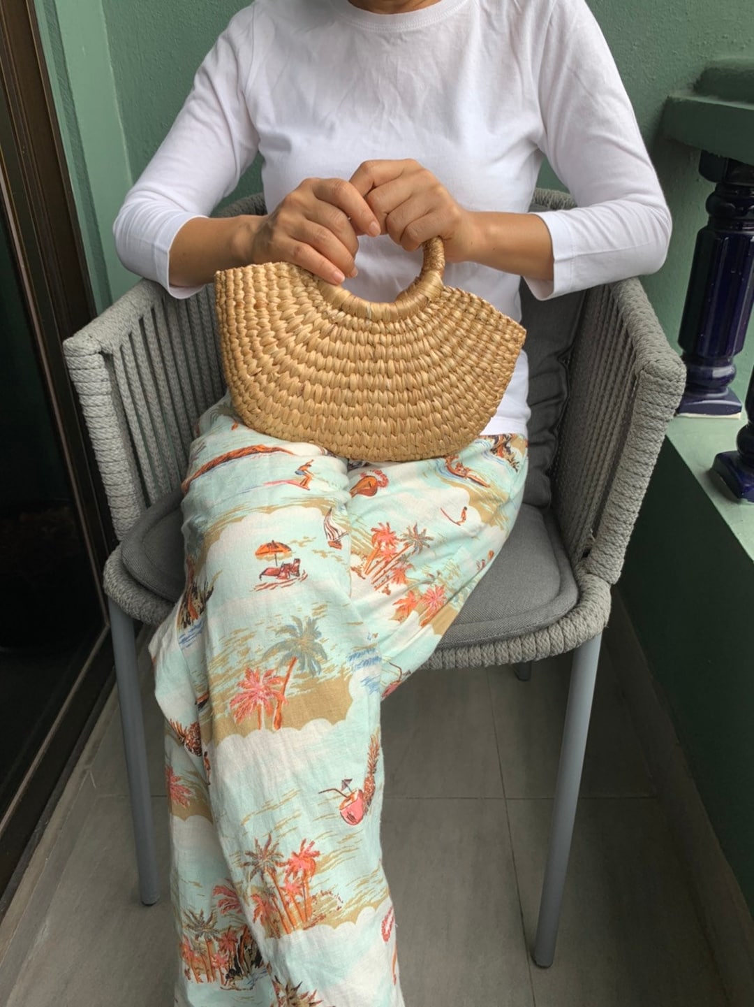 Handmade Water Hyacinth Petite Tote Bag With Round Handles - Etsy