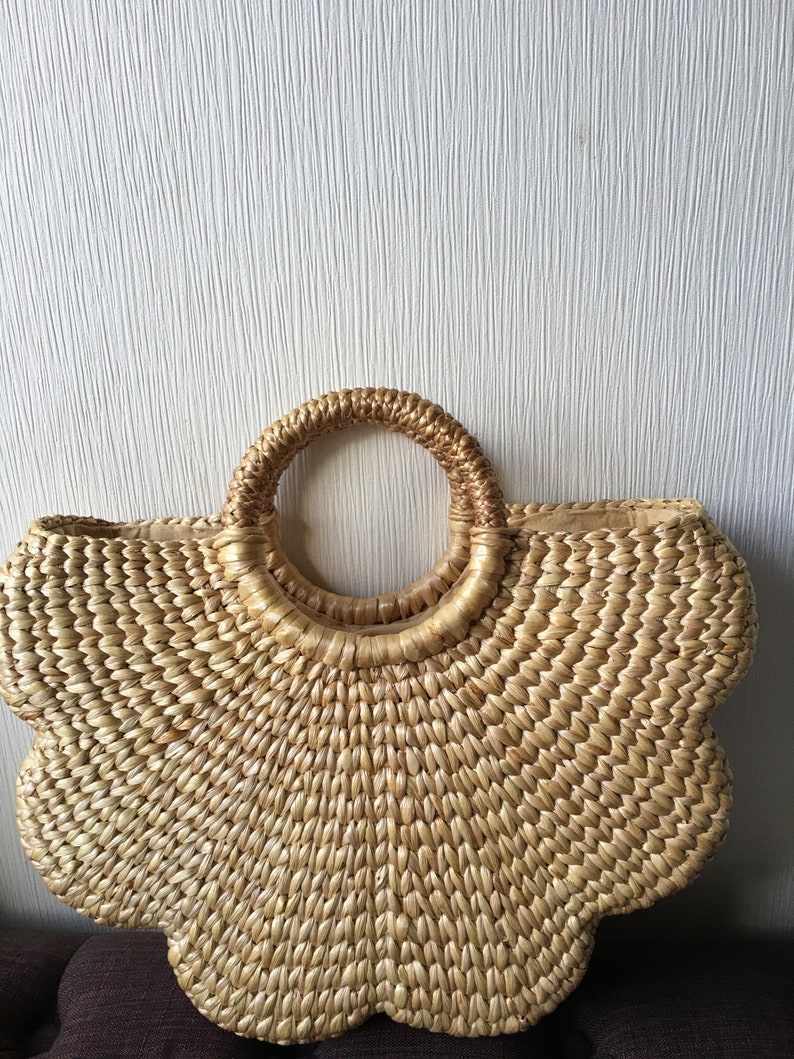 Handmade Water Hyacinth Bag - Woven Floral Design - Etsy