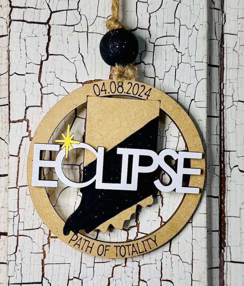 2024 Solar Eclipse Ornament, Path of Totality State Ornament, Eclipse Souvenir, Solar Eclipse Keepsake, Eclipse Manget 13 States Available image 9