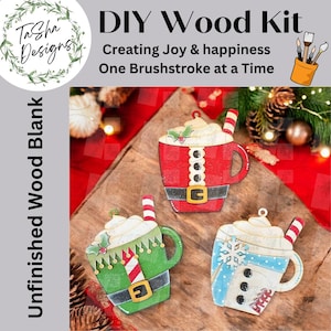 DIY Christmas Ornament | DIY Hot Cocoa Cup Ornament | Santa | Snowman | Elf | Santa Decor | Santa Tag | Christmas Ornament| Christmas Tag