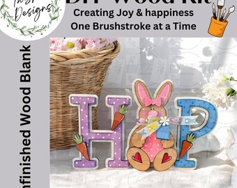Bunny Hop DIY Shelf Sitter, Easter Shelf Sitter, Bunny Craft, DIY Easter Kit, Easter Craft, Easter Hop Shelf Sitter, DIY Easter Bunny Craft