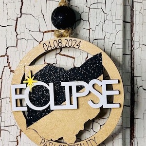 2024 Solar Eclipse Ornament, Path of Totality State Ornament, Eclipse Souvenir, Solar Eclipse Keepsake, Eclipse Manget 13 States Available image 3