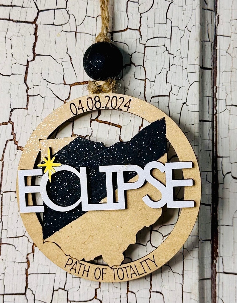 2024 Solar Eclipse Ornament, Path of Totality State Ornament, Eclipse Souvenir, Solar Eclipse Keepsake, Eclipse Manget 13 States Available image 3