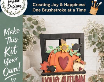 DIY Add-on for Interchangeable Window Box, Hello Autumn Pumpkin, DIY Home Decor, DIY Interchangeable Shelf Sitter, Primitive Decor, Fall
