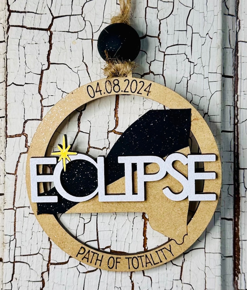 2024 Solar Eclipse Ornament, Path of Totality State Ornament, Eclipse Souvenir, Solar Eclipse Keepsake, Eclipse Manget 13 States Available image 2