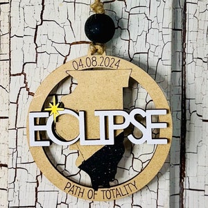 2024 Solar Eclipse Ornament, Path of Totality State Ornament, Eclipse Souvenir, Solar Eclipse Keepsake, Eclipse Manget 13 States Available image 5