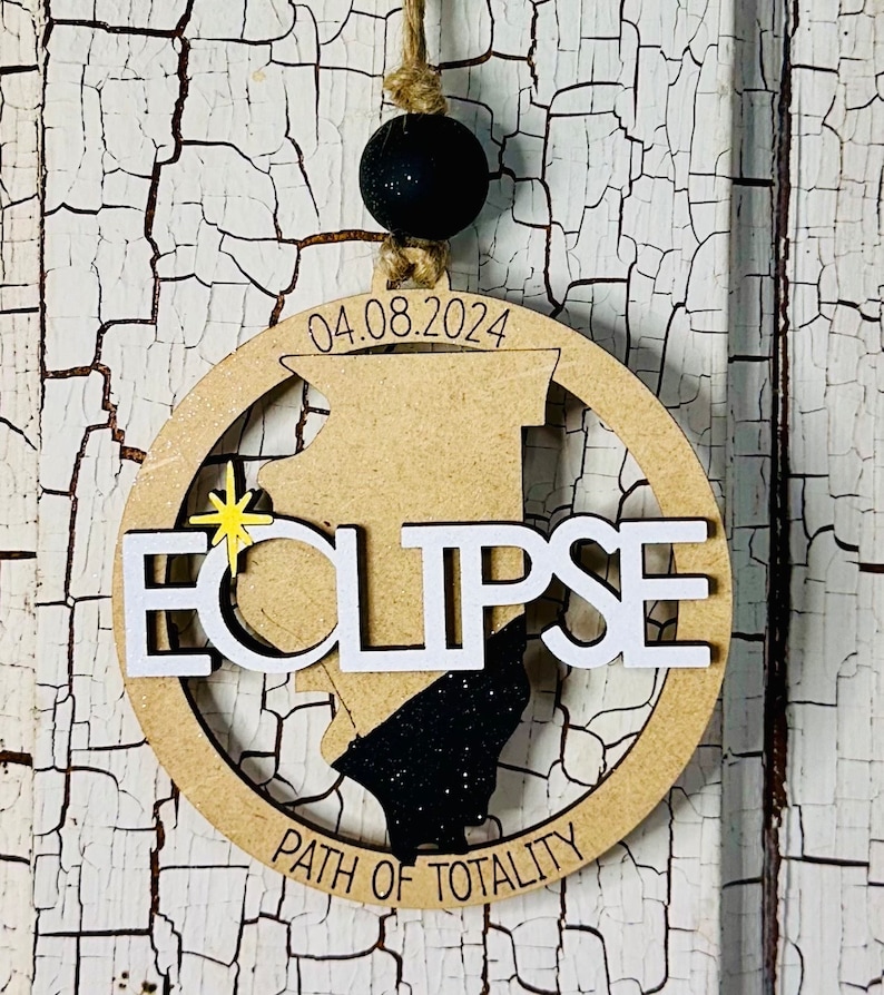 2024 Solar Eclipse Ornament, Path of Totality State Ornament, Eclipse Souvenir, Solar Eclipse Keepsake, Eclipse Manget 13 States Available image 5