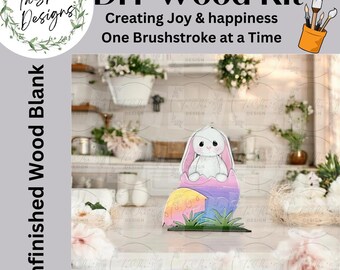 DIY Laser Cut Easter Sign, Easter Bunny, DIY Easter Decor, Unfinished DIY Easter Wood Sign, Hop Wood Sign with Easter Bunnies, Bunny Cutouts