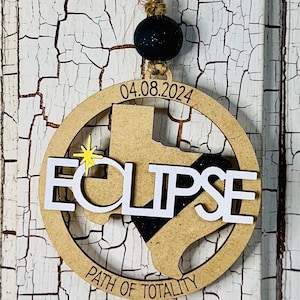 2024 Solar Eclipse Ornament, Path of Totality State Ornament, Eclipse Souvenir, Solar Eclipse Keepsake, Eclipse Manget 13 States Available image 7