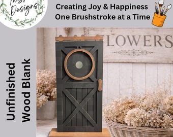 DIY | Interchangeable Barn Door Shelf Sitter | Farmhouse Barn Door Base | DIY | Home Decor | 3” Round Insert | Shelf Sitter | Everyday Decor