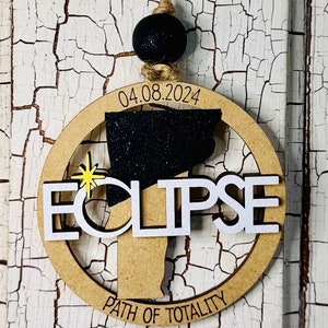 2024 Solar Eclipse Ornament, Path of Totality State Ornament, Eclipse Souvenir, Solar Eclipse Keepsake, Eclipse Manget 13 States Available image 10