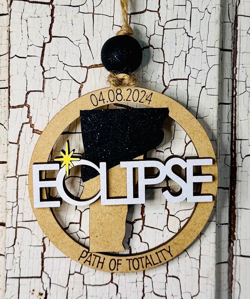 2024 Solar Eclipse Ornament, Path of Totality State Ornament, Eclipse Souvenir, Solar Eclipse Keepsake, Eclipse Manget 13 States Available image 10