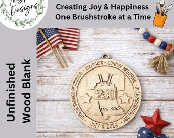 DIY | 250 Years Independence Day Ornament Kit | 250 Years of Freedom |America 1776-2026 | Paint Your Own | 250 Year Anniversary Ornament Kit