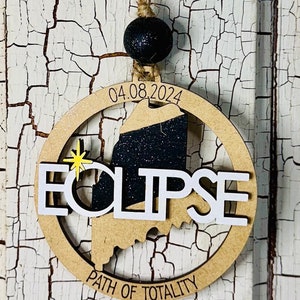 2024 Solar Eclipse Ornament, Path of Totality State Ornament, Eclipse Souvenir, Solar Eclipse Keepsake, Eclipse Manget 13 States Available image 6