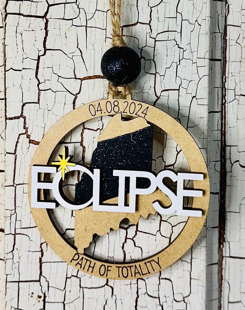 2024 Solar Eclipse Ornament, Path of Totality State Ornament, Eclipse Souvenir, Solar Eclipse Keepsake, Eclipse Manget 13 States Available image 6