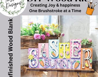 Easter Bunny Shelf Sitter, Easter Center Piece, DIY Easter Craft Kit, DIY Bunny Kit, Easter Craft, Easter Painting Kit, DIY Easter Wood Kit