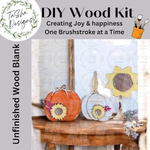 DIY Fall Pumpkin and Sunflower Standing Set, DIY Shelf Sitter, Laser Cut Wood Kit, DIY Wood Kit, Fall, Pumpkin, Sunflower, Home Decor