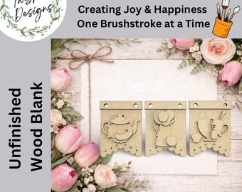 DIY Add-on for Interchangeable Hello Sign I Tea Party I DIY Home Decor I DIY Mini Banner I Interchangeable Shelf Sitter I Spring