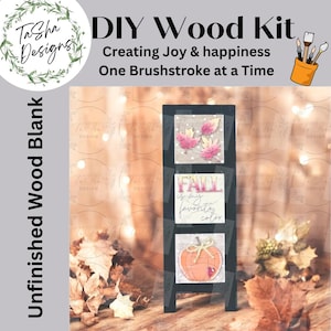 DIY Mini Interchangeable Fall ladder, Unfinished Wood Blanks, DIY Wood Kit, DIY Fall Ladder, Pumpkin Decor, Autumn Decor, Home Decor