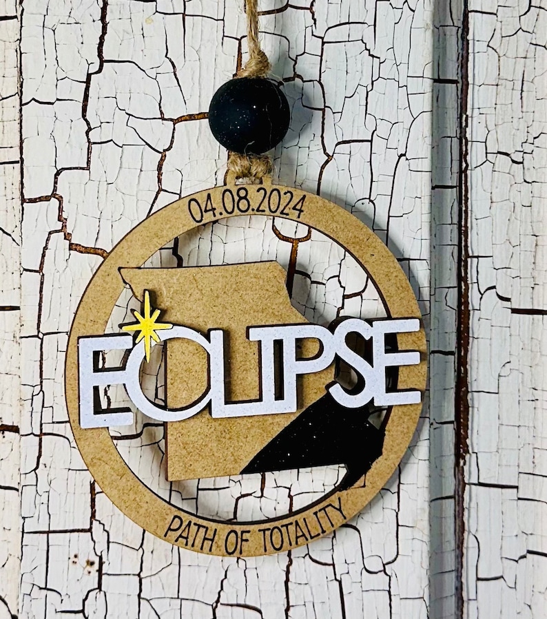 2024 Solar Eclipse Ornament, Path of Totality State Ornament, Eclipse Souvenir, Solar Eclipse Keepsake, Eclipse Manget 13 States Available image 4