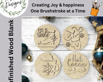 DIY | Interchangeable Signs 3” Round Inserts | Winter Set | Interchangeable | Seasonal Inserts | Home Decor | Seasonal Decor | Wood Blanks