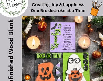 DIY Interchangeable Farmhouse Sign Trio Add-On | Spooky Season | DIY Wood Framed Sign | Seasonal Mantel Decor | Home Decor | Halloween