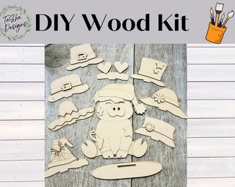 Pig Decor, Pig Sign, DIY Crafts for Adults, DIY Wood Kit, DIY Craft Kit, Farmhouse Decor, Wood Craft Kit, Interchangeable Sign, Crafter Gift