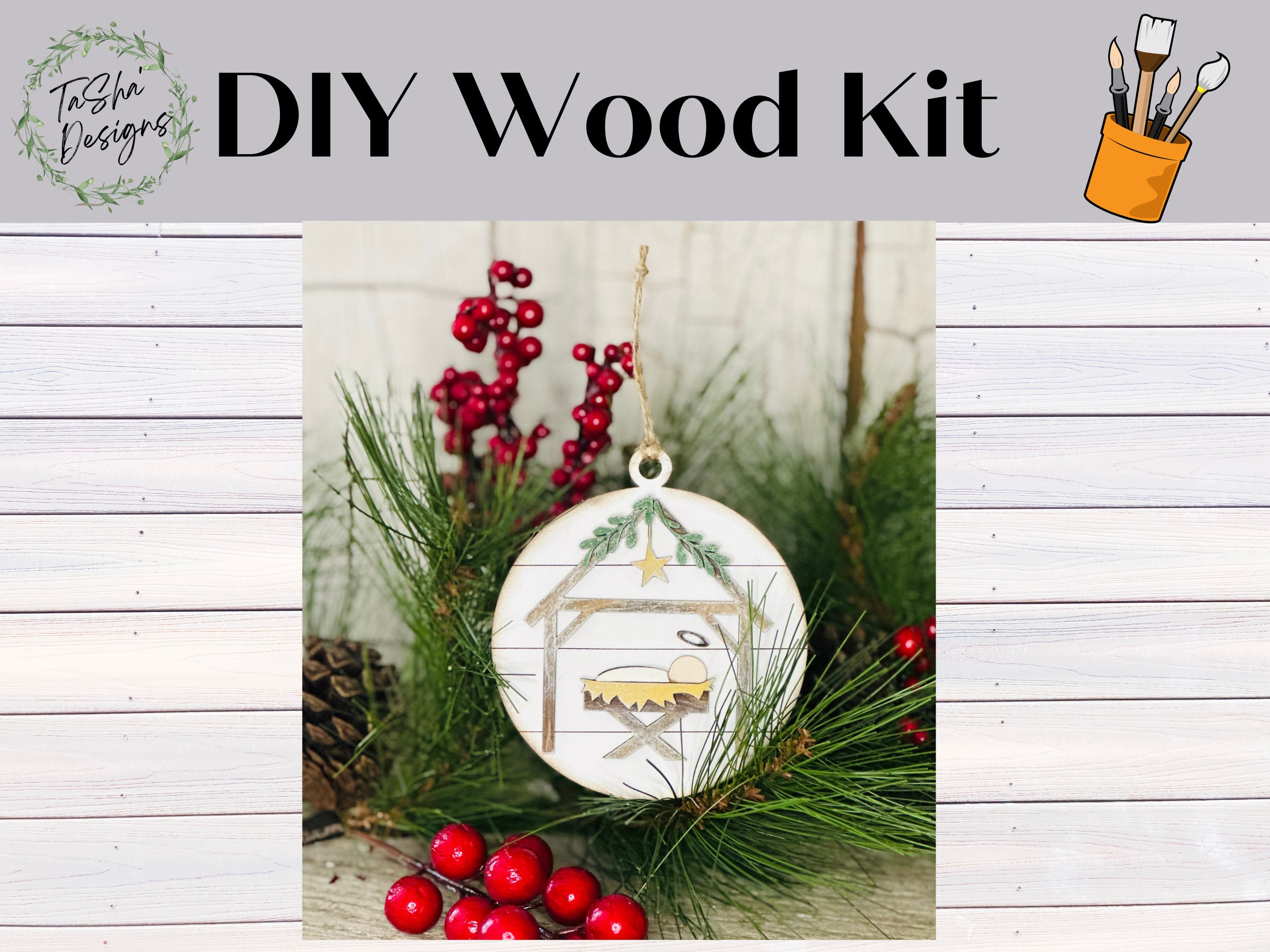 DIY Ornament Painting Kit, Christmas Craft Kit, Christmas Ornament Kit,  Painting Kit for Kids, Painting Kit for Adults, Holiday Kit,woodland 