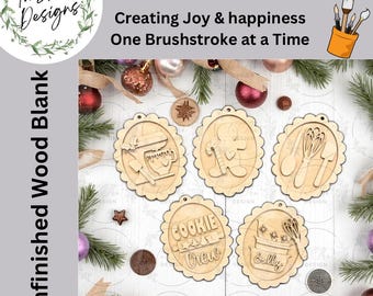 DIY Christmas Baking Ornament Kit: Unfinished MDF, Paintable, Multi-Layered