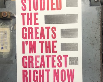 The Greatest J. Cole letterpress printed poster wood type
