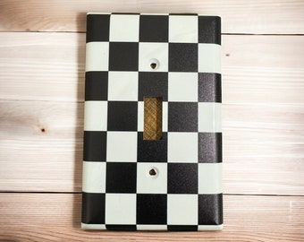 Black and White Checkered Light Switch Cover