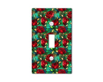 Stained Glass Rose Print Light Switch Cover